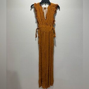Rust Orange Sleeveless Jumpsuit